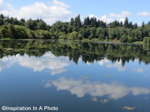 Clouds reflected in lake